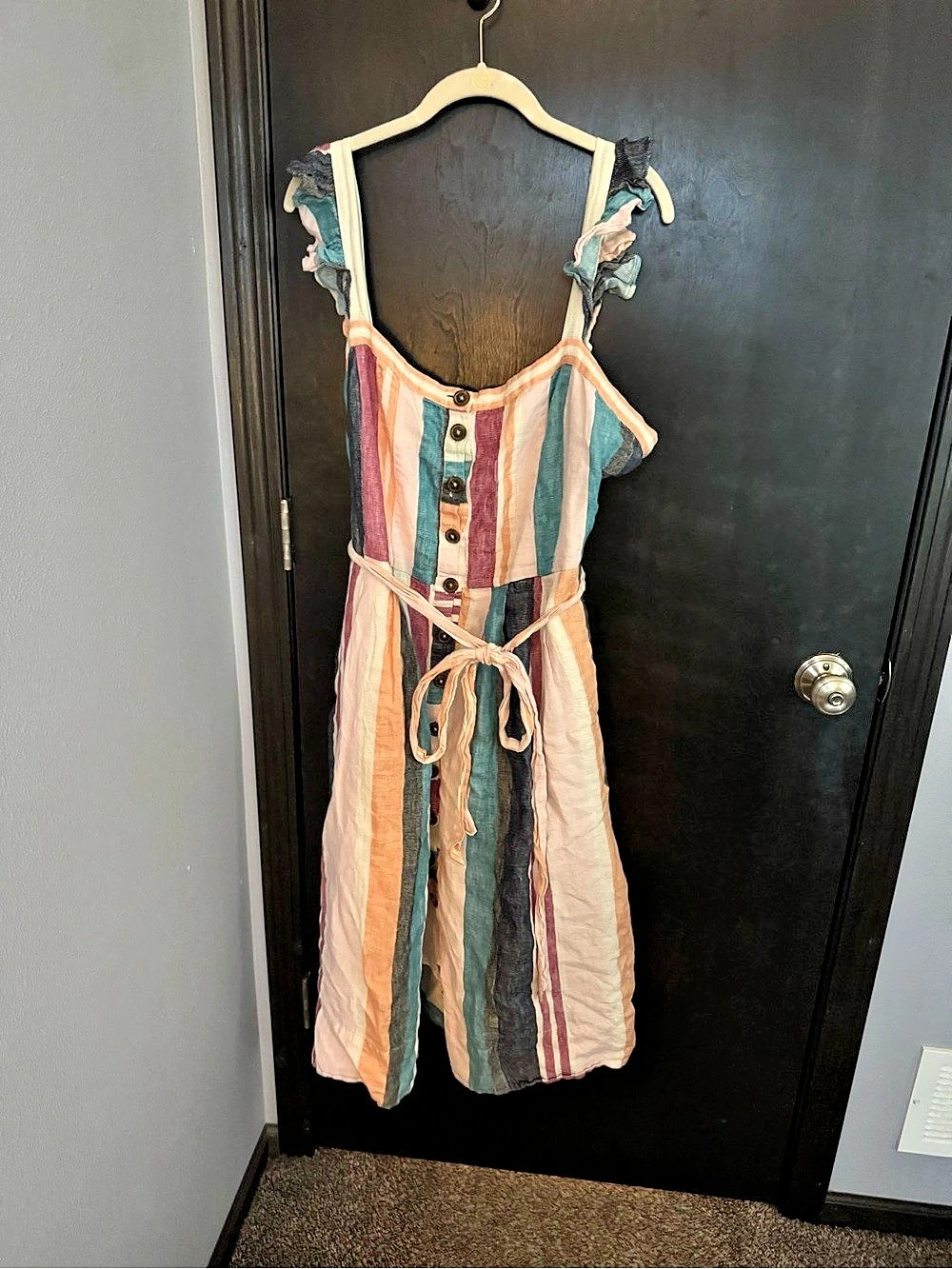 J.Crew Striped linen Midi Dress in Multicolor Size 20
